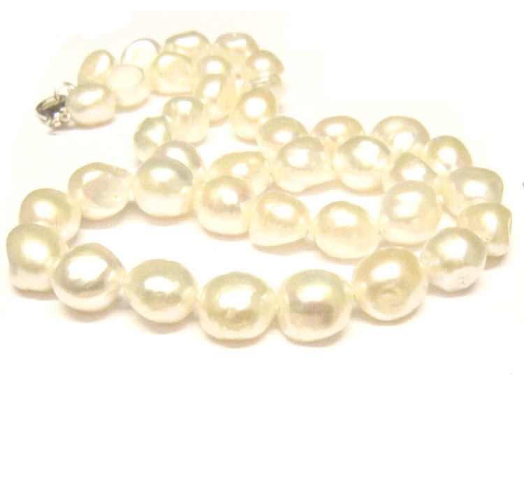 White Irregular Shaped Pearls Necklace